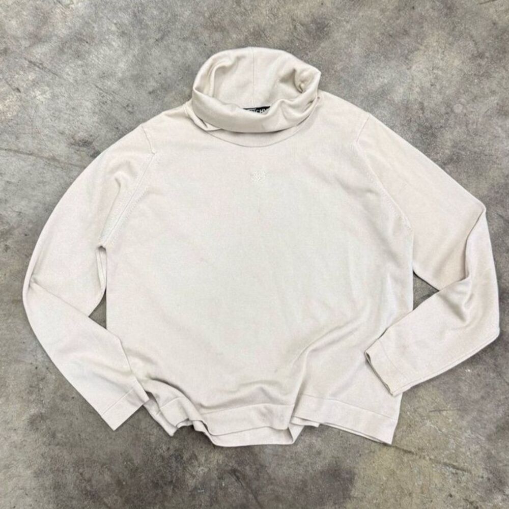 Vintage 70s Givenchy Sport Beige Cream Embroidered Turtleneck